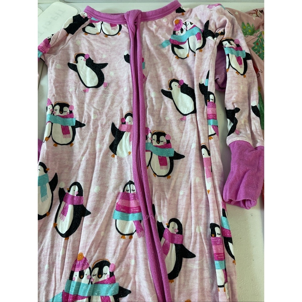 Lot of 2 Little Sleepies zippy 12-18 Months Bamboo Christmas Penguins Snow Soft - Picture 3 of 7